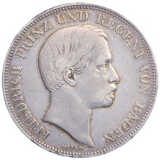 Монета 1 гульден 1856 года Баден (аверс)