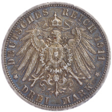 Монета 3 марки 1911 года А Германия (Пруссия) (реверс)