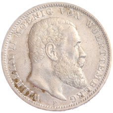 Монета 3 марки 1909 года F Германия (Вюртемберг) (аверс)