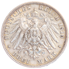 Монета 3 марки 1910 года F Германия (Вюртембург) (реверс)