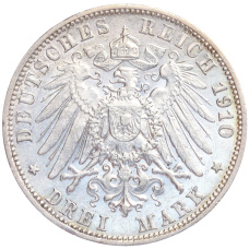 Монета 3 марки 1910 года F Германия (Вюртемберг) (реверс)