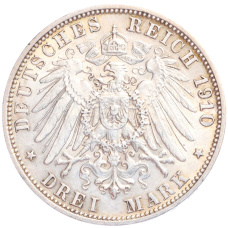 Монета 3 марки 1910 года F Германия (Вюртембург) (реверс)