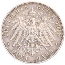 Монета 3 марки 1910 года F Германия (Вюртемберг) (реверс)