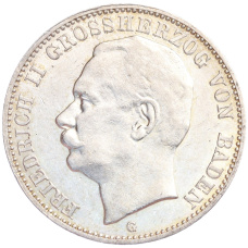 Монета 3 марки 1912 года G Германия (Баден) (аверс)