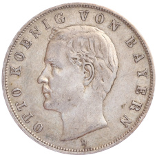 Монета 3 марки 1909 года D Германия (Бавария) (аверс)