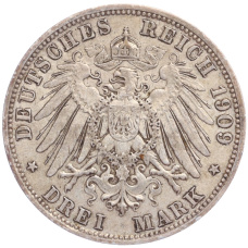 Монета 3 марки 1909 года D Германия (Бавария) (реверс)