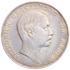 Монета 1 союзный талер 1864 года Баден (аверс)