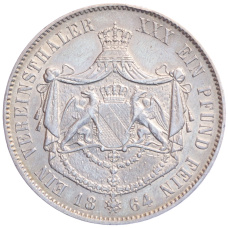 Монета 1 союзный талер 1864 года Баден (реверс)