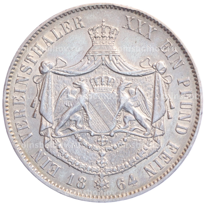 Монета 1 союзный талер 1864 года Баден (вид 2)