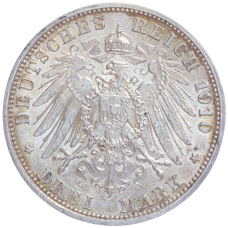 Монета 3 марки 1910 года A Германия (Гессен) (реверс)