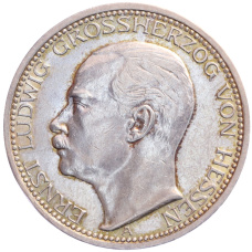 Монета 3 марки 1910 года A Германия (Гессен) (аверс)