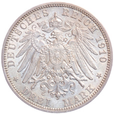 Монета 3 марки 1910 года A Германия (Гессен) (реверс)