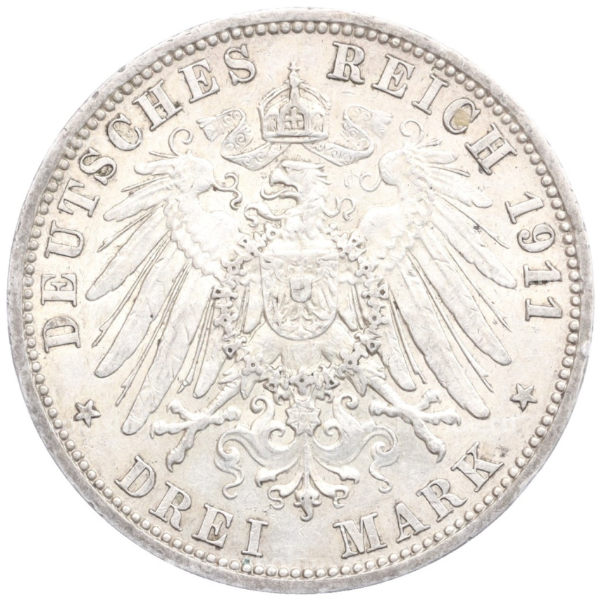Монета 3 марки 1911 года А Германия (Пруссия) (вид 2)