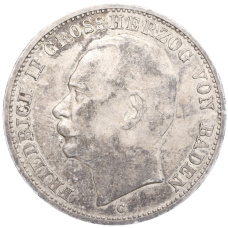 Монета 3 марки 1912 года G Германия (Баден) (аверс)