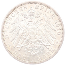Монета 3 марки 1910 года A Германия (Гессен) (реверс)
