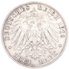 Монета 3 марки 1910 года А Германия (Пруссия) (реверс)