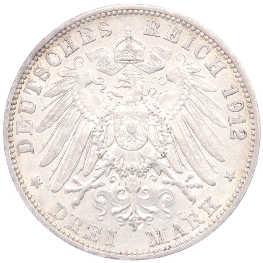 Монета 3 марки 1912 года G Германия (Баден) (вид 2)