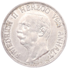 Монета 3 марки 1909 года A Германия (Ангальт) (аверс)