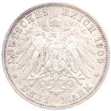 Монета 3 марки 1909 года A Германия (Ангальт) (реверс)