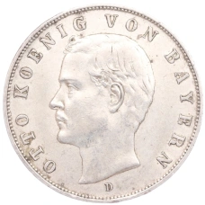 Монета 3 марки 1909 года D Германия (Бавария) (аверс)