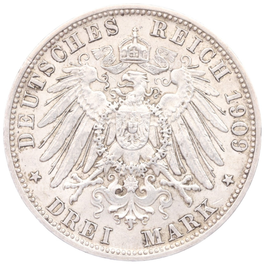 Монета 3 марки 1909 года D Германия (Бавария) (вид 2)