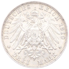 Монета 3 марки 1910 года D Германия (Бавария) (реверс)