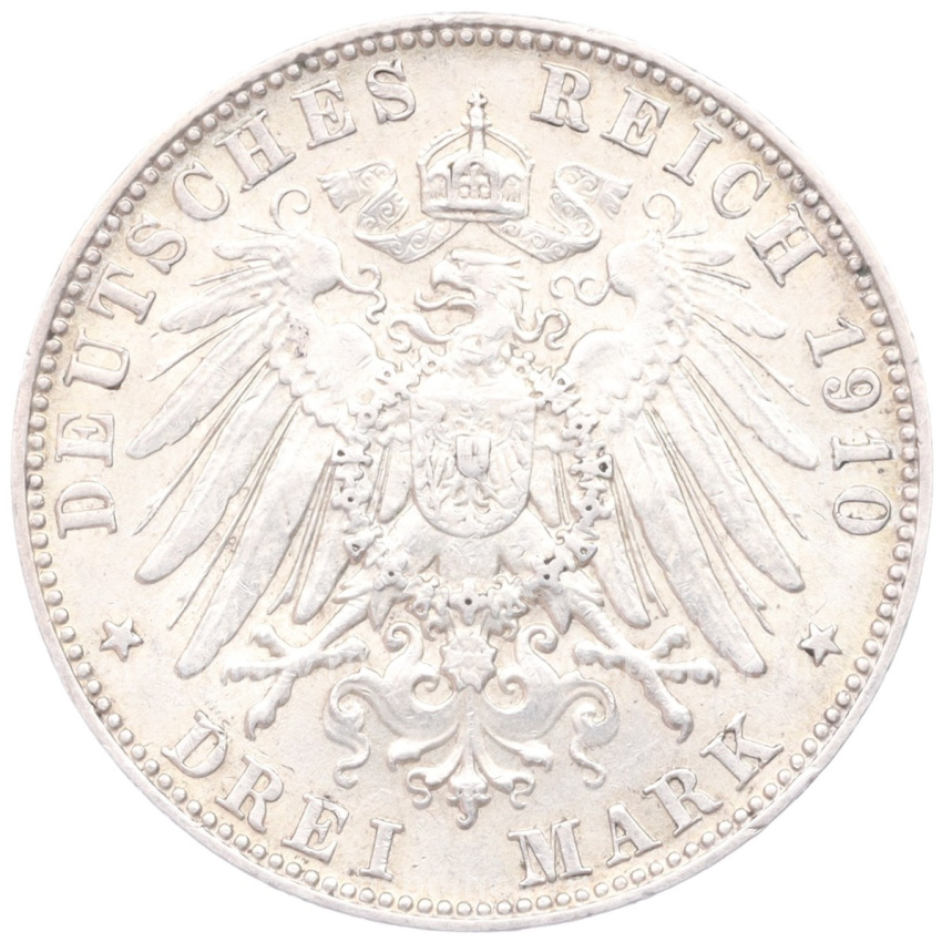 Монета 3 марки 1910 года D Германия (Бавария) (вид 2)