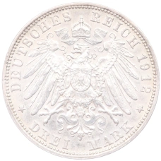 Монета 3 марки 1912 года D Германия (Бавария) (реверс)