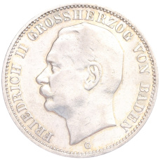 Монета 3 марки 1909 года G Германия (Баден) (аверс)