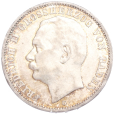 Монета 3 марки 1914 года G Германия (Баден) (аверс)