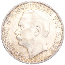 Монета 3 марки 1914 года G Германия (Баден) (аверс)
