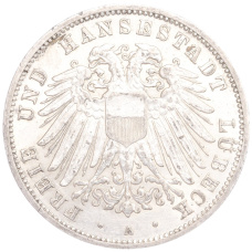 Монета 3 марки 1910 года A Германия (Любек) (аверс)