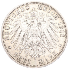 Монета 3 марки 1911 года А Германия (Пруссия) (реверс)
