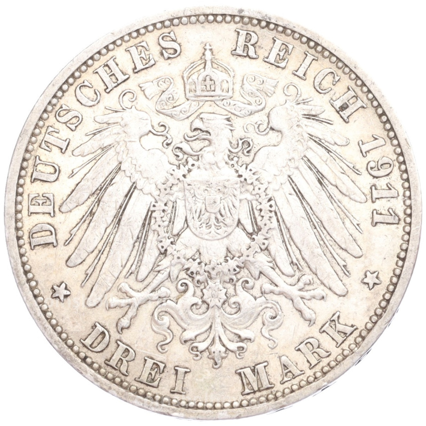 Монета 3 марки 1911 года А Германия (Пруссия) (вид 2)