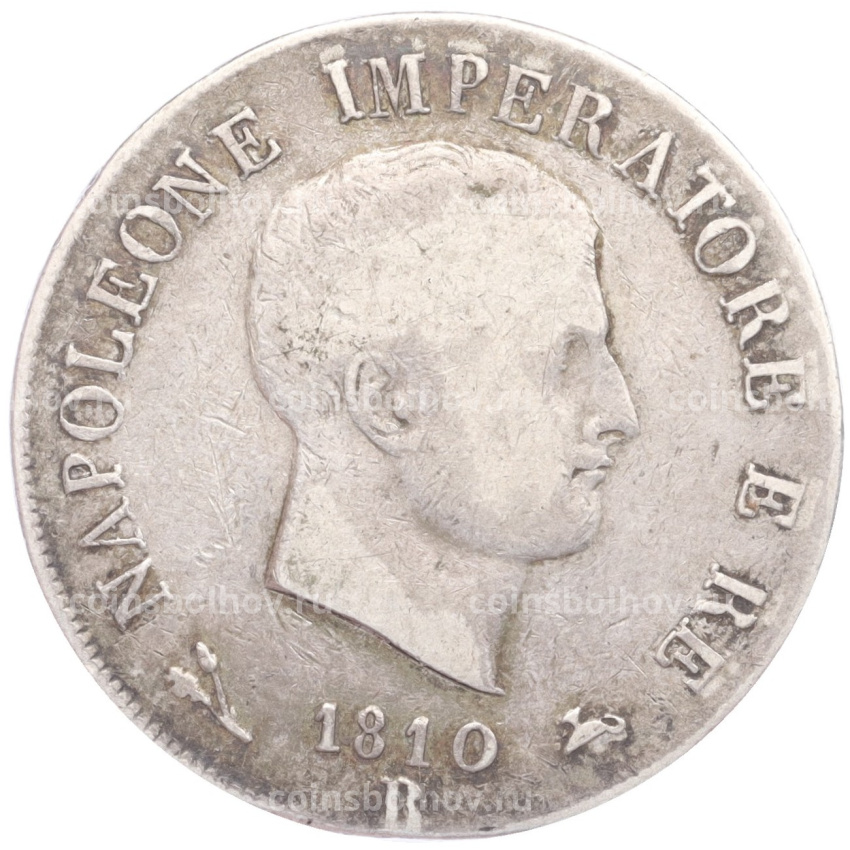 Монета 5 лир 1810 года В Наполеоновское Королевство Италия