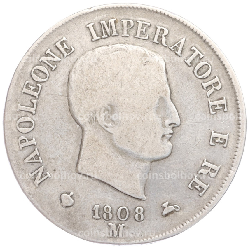 Монета 5 лир 1808 года М Наполеоновское королевство Италия
