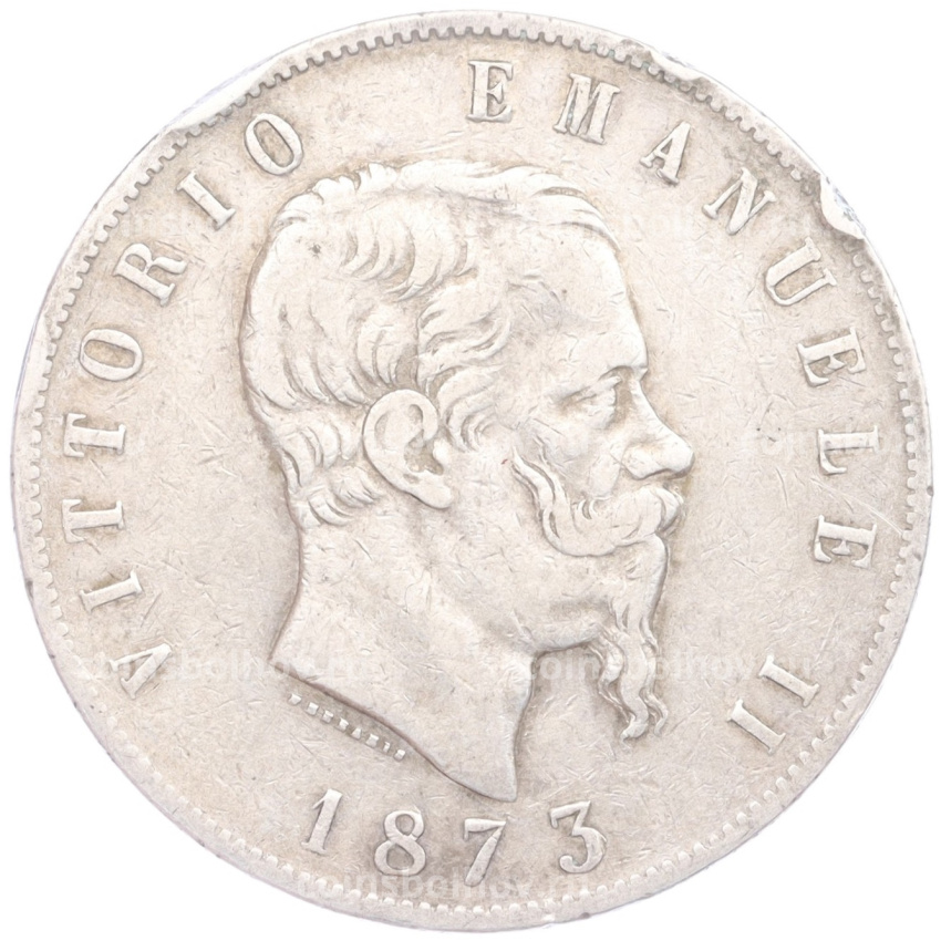 Монета 5 лир 1873 года Италия