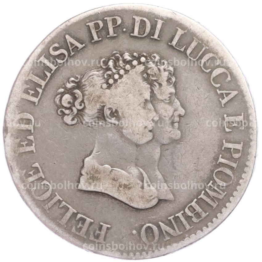 Монета 5 франков 1805 года Лукка и Пьoмбино