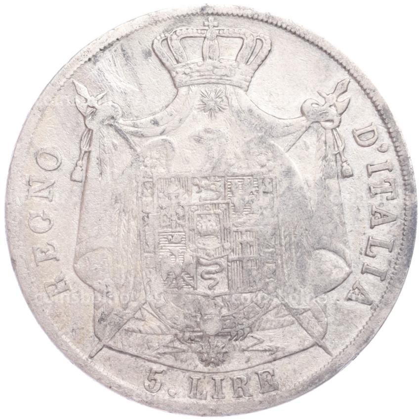 Монета 5 лир 1812 года М Наполеоновское королевство Италия (вид 2)