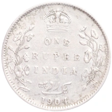 Монета 1 рупия 1904 года В Британская Индия (аверс)