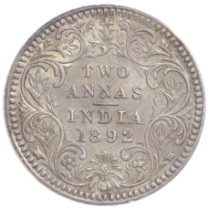 Монета 2 анны 1892 года Британская Индия (аверс)