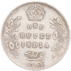 Монета 1 рупия 1905 года Британская Индия (аверс)