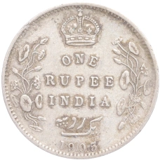 Монета 1 рупия 1905 года Британская Индия (аверс)