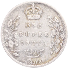 Монета 1 рупия 1906 года Британская Индия (аверс)