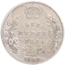 Монета 1 рупия 1906 года В Британская Индия (аверс)
