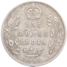 Монета 1 рупия 1906 года Британская Индия (аверс)