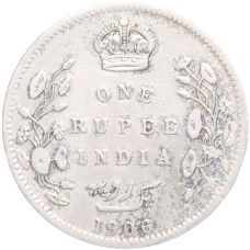 Монета 1 рупия 1906 года В Британская Индия (аверс)