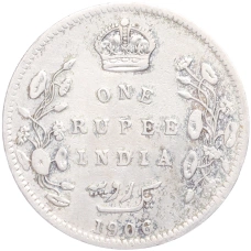 Монета 1 рупия 1906 года В Британская Индия (аверс)