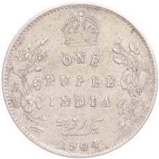 Монета 1 рупия 1904 года Британская Индия (аверс)