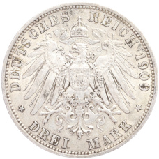 Монета 3 марки 1909 года А Германия (Пруссия) (реверс)
